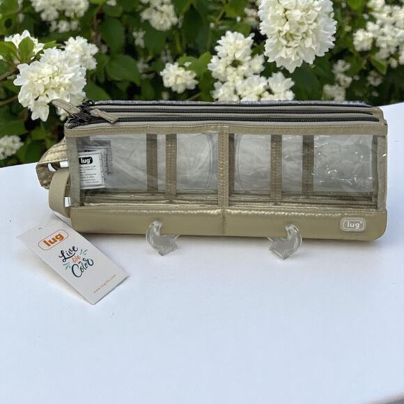 Lug Clearview Metallic Champagne Trio 3-Piece Zip Pouch Set Gold - Picture 1 of 16